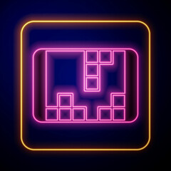 Glowing neon Portable video game console icon isolated on black background. Handheld console gaming. Vector