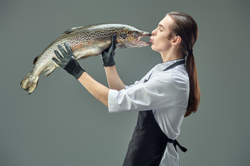 crazy cook with a fish