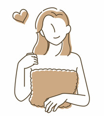 シンプルでガーリーな女性のイラスト(嬉しい)