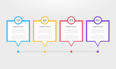 Flat design process infographic template. Business concept with 4 steps.