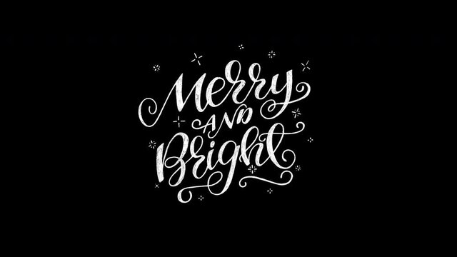 Set of animated Christmas hand lettering quotes with traditional sketched decorations. Moving handwritten winter holiday phrases with flourish elements on transparent background. 4K greeting texts