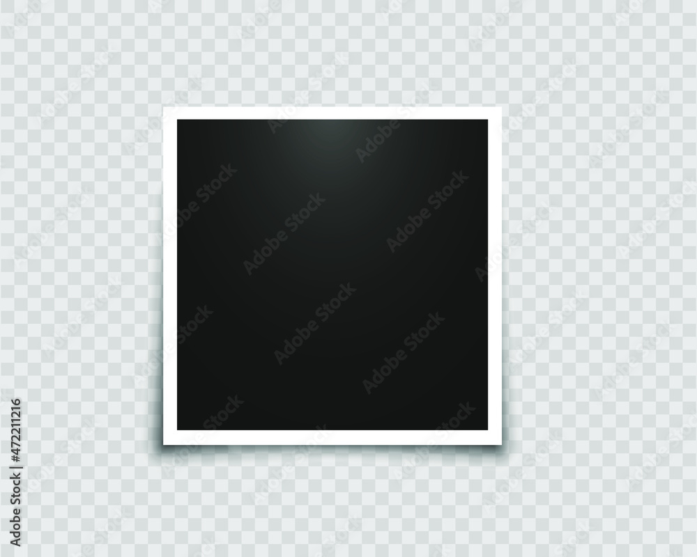 Poster retro realistic blank instant photo card with shadow effect white border isolated on transparent bac