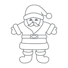 Outline of a Santa Claus. Christmas character line art. Vector illustration