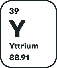 Symbol of chemical element Yttrium as seen on the Periodic Table of the Elements, including atomic number and atomic weight. Vector illustration