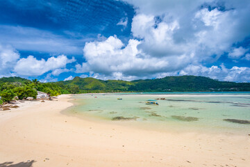Fototapeta na wymiar Gaulette Beach on Mahe island, Seychelles.