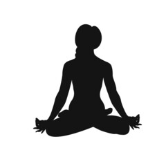 Silhouette girl, woman yoga pose