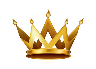 Realistic golden crown. Crowning headdress for king or queen. Royal noble aristocrat monarchy symbol. Monarch heraldic decoration