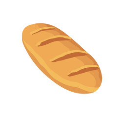 Bread. Finished product of home cooking, handmade. Homemade, ready-to-eat food. Flat cartoon isolated icon