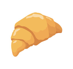 Croissant. Finished product of home cooking, handmade. Homemade, ready-to-eat food. Flat cartoon isolated icon