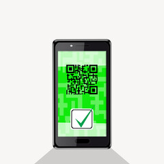 illustration of green pass on the smartphone