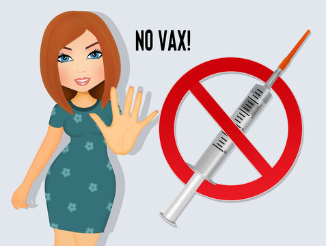 illustration of woman opposed to the vaccine