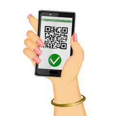 illustration of the green pass certificate on your mobile
