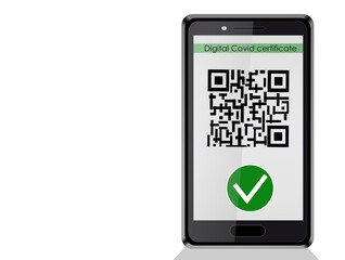 illustration of QR code of the green pass on your mobile