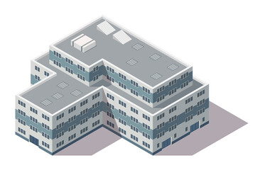 isometric high rise building. City or town map construction element. Icon representing multi story building. Houses, homes or offices