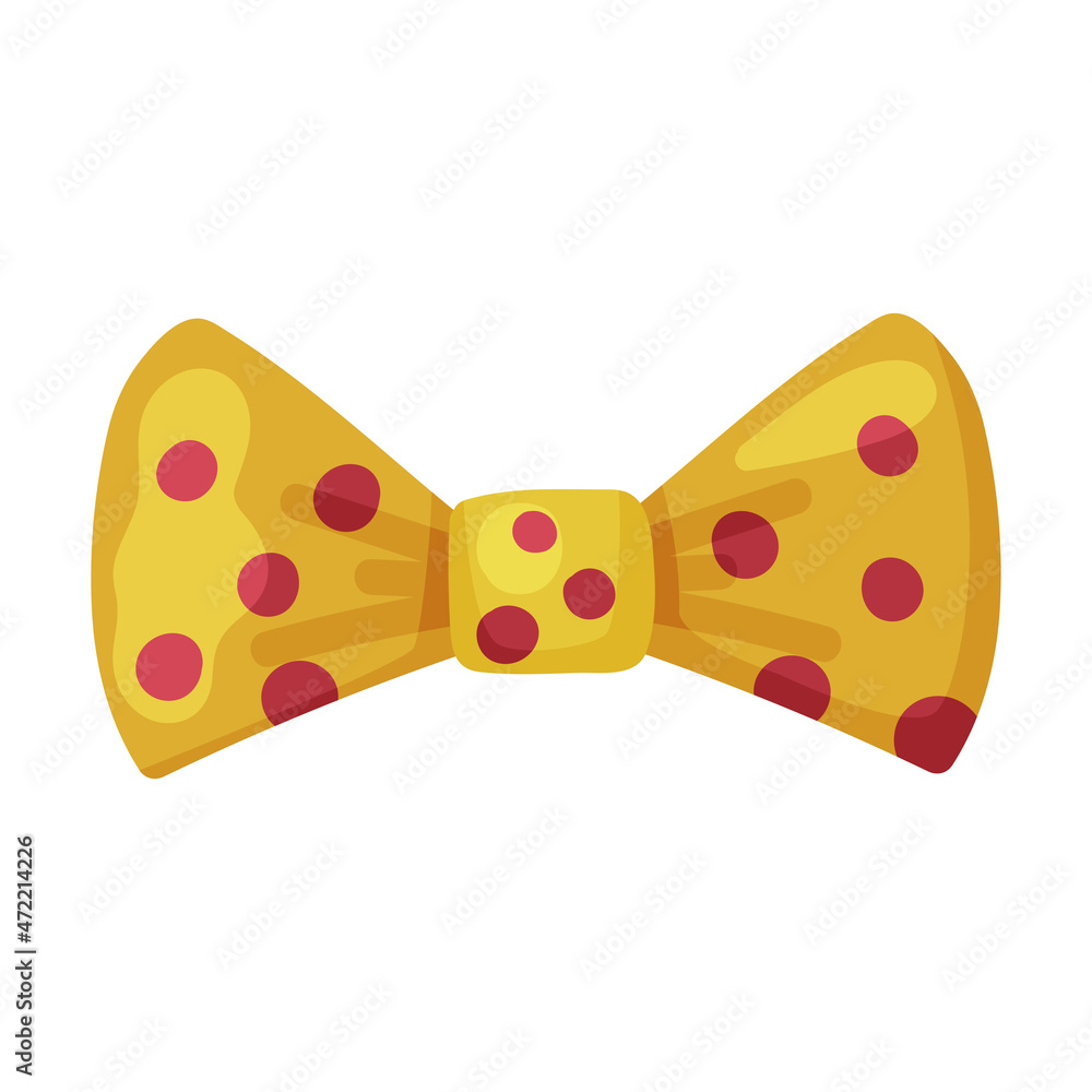 Poster yellow dotted bow tie as party birthday photo booth prop vector illustration