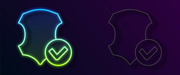 Glowing neon line Leather icon isolated on black background. Vector