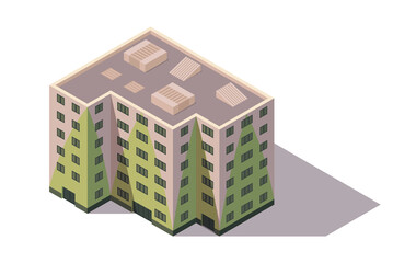 isometric high rise building. City or town map construction element. Icon representing multi story building. Houses, homes or offices