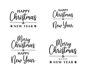 Merry Christmas and Happy New Year large postcard and flat vector icon for apps and websites.