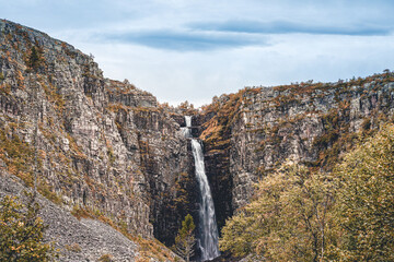 Waterfall in the National Park Fulufjallet In Sweden.