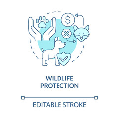 Wildlife protection blue concept icon. Save planet ecosystem. Charity support wild animals abstract idea thin line illustration. Vector isolated outline color drawing. Editable stroke