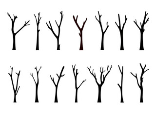 Fototapeta premium bare dead tree silhouette. isolated on white background. vector illustration