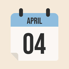 April 4th simple calendar, vector