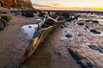 The shipwreck of an old steam trawler in Hunstanton beach (Norfolk, United Kingdom)