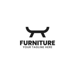 Modern interior and furniture logo. Style line couch sofa chair icon sign.