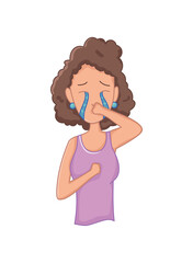 Women with stress symptom - crying. Emotional or mental health problem, stress. Cartoon character concept