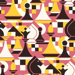 Chess seamless vector pattern. Abstract geometric style.