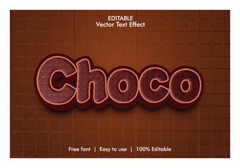 Choco 3d vector text effect with background