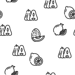 Tropical Fruit Delicious Food Vector Seamless Pattern Thin Line Illustration