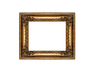 Gold vintage frame isolated on white background.