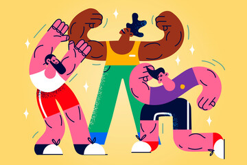 Diverse muscular athletes show good physical shape 