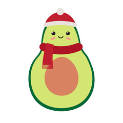 Vector flat Christmas avocado isolated on white background