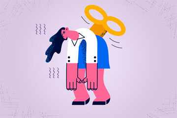 Exhausted businesswoman suffer from work burnout 