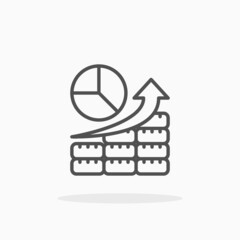 Investment icon. Editable Stroke and pixel perfect. Outline style. Vector illustration. Enjoy this icon for your project.