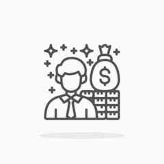 Investor icon. Editable Stroke and pixel perfect. Outline style. Vector illustration. Enjoy this icon for your project.