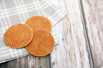 round grooved baked Belgian waffles