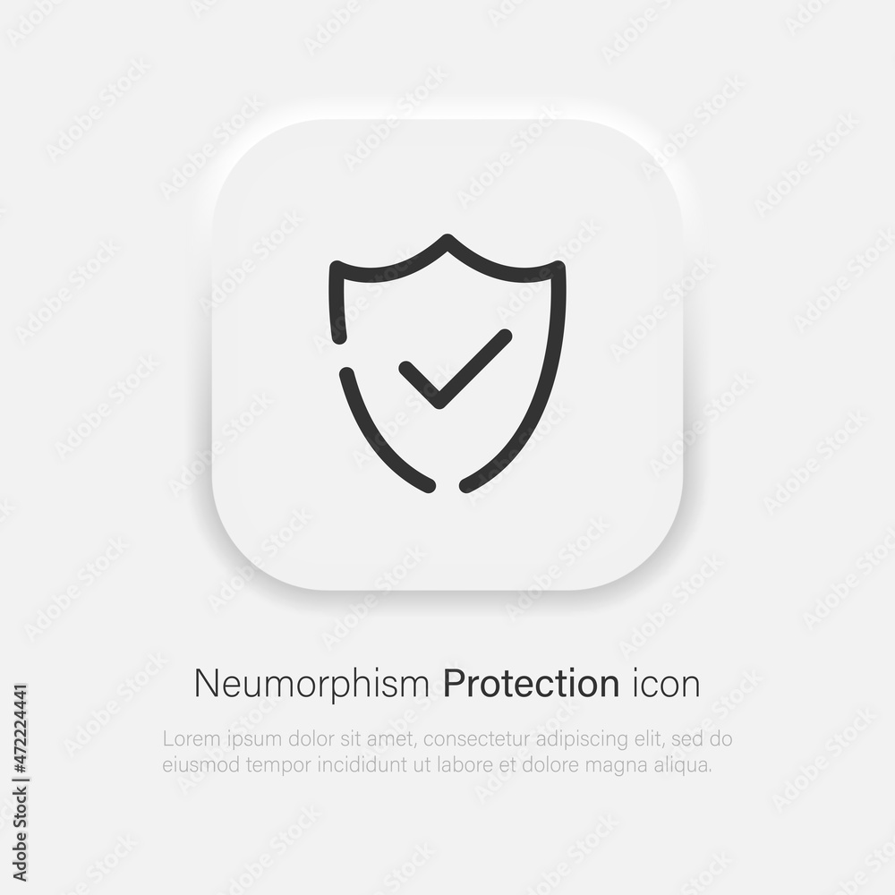 Poster security protection shield vector icon in trendy soft material neumorphism style. vector eps 10