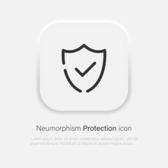 Security protection shield vector icon in trendy soft material neumorphism style. Vector EPS 10