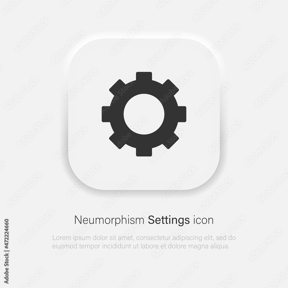 Poster vector cog settings icon in trendy soft material neumorphism style. vector eps 10
