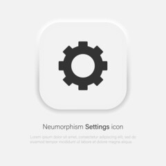 Vector Cog Settings Icon in trendy soft material neumorphism style. Vector EPS 10