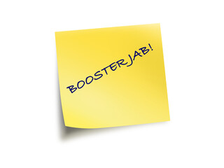 Yellow Post It Note With The Text BOOSTER JAB