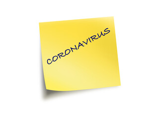 Yellow Post It Note With The Text Coronavirus