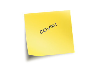 Yellow Post It Note With The Text Covid