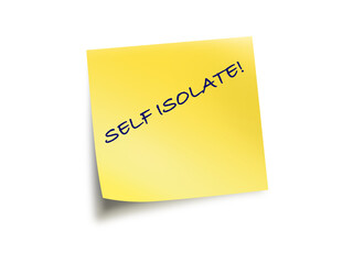 Yellow Post It Note With The Text Self Isolate