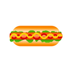 Hot Dog icon isolated on white background, hotdog with lettuce.