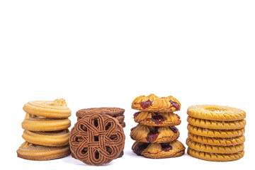round cookies on a white background close up