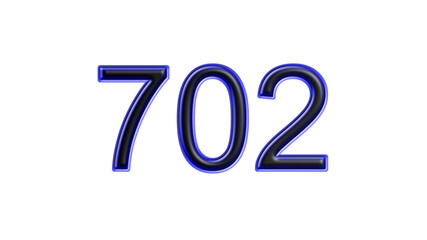 blue 702 number 3d effect white background